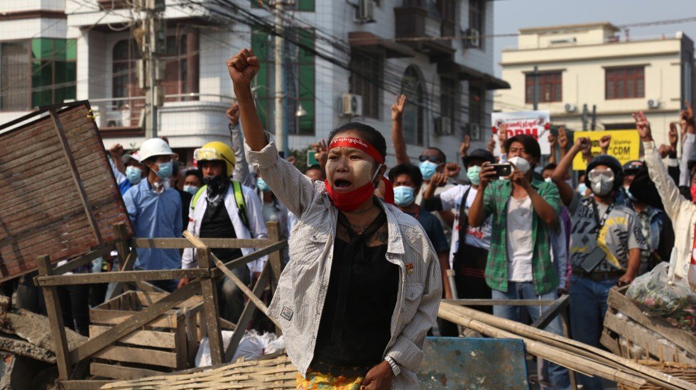 Protest against military coup in Mandalay